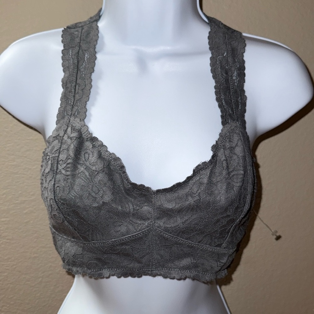 NWT Free People Graphite Gray Lace Bralette Women’s Size M